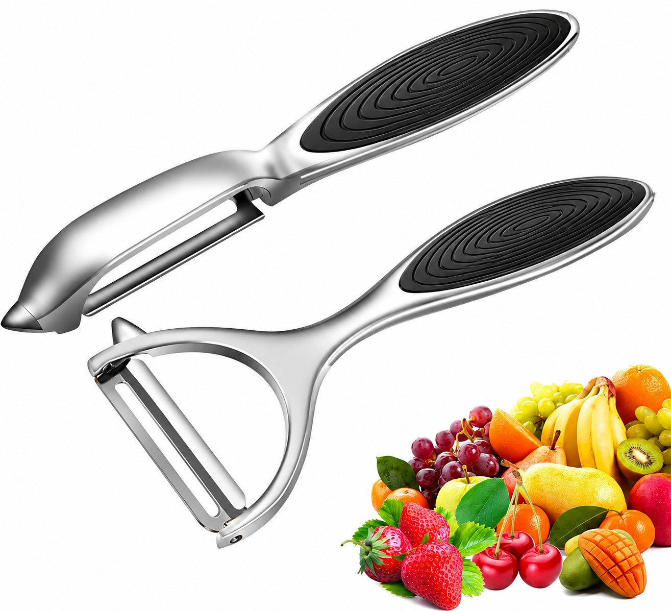 Fyrove Sparschäler Sparschäler 2er Set, Edelstahl Y- & I-Form für Obst & Gemüse, (Sparschäler 2er Set Edelstahl Y‑ & I‑Form Gemüseschäler für Obst Gemüse Kartoffeln) Bild 5
