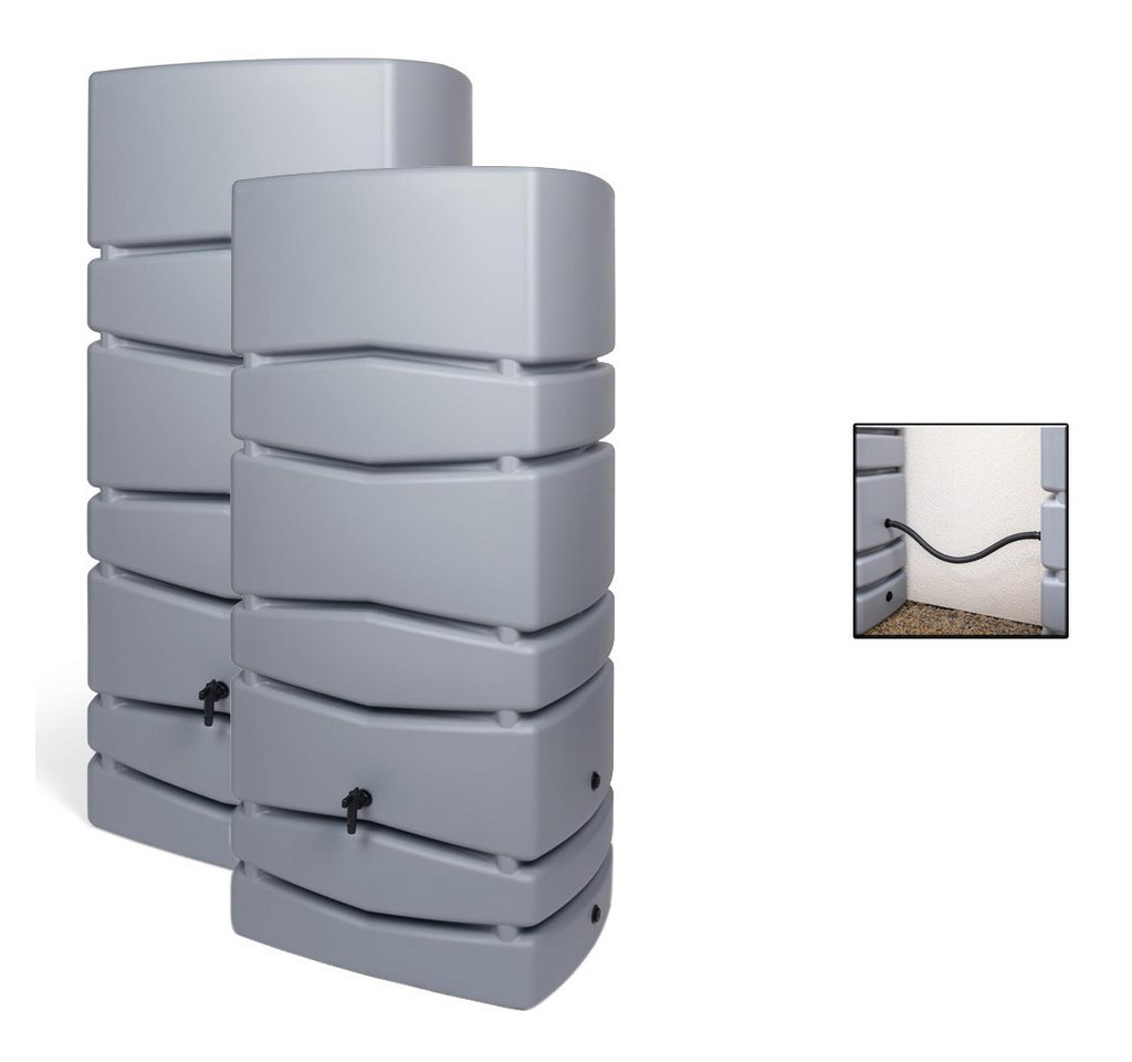 Kreher Regentonne 2 x 'Aqua Tower' 650 Liter mit Hahn in Grau/Anthrazit (Farbe wählbar), 650 l Bild 4