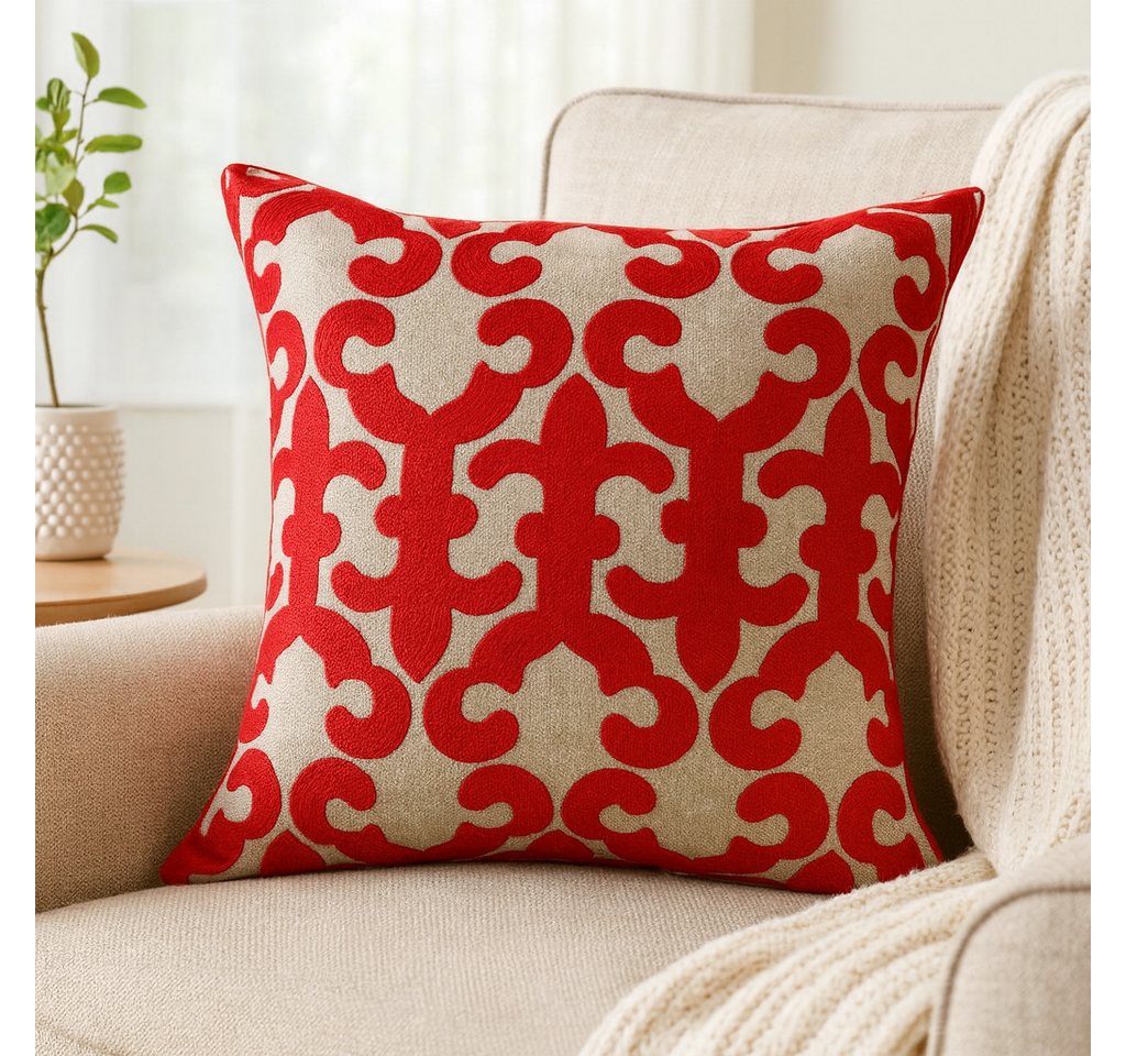 Marrakesch Orient & Mediterran Interior Zierkissen 4er Set Boho Kissenbezug Kayon orientalisch aus Baumwolle in Rot 40 cm, (4 St)