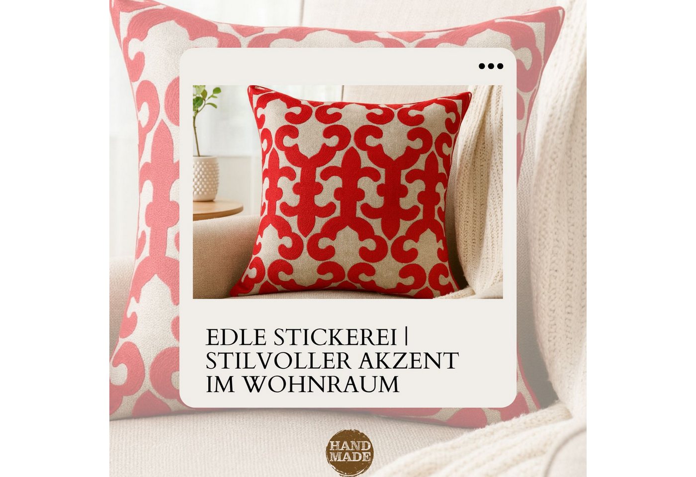 Marrakesch Orient & Mediterran Interior Zierkissen 4er Set Boho Kissenbezug Kayon orientalisch aus Baumwolle in Rot 40 cm, (4 St) Bild 3