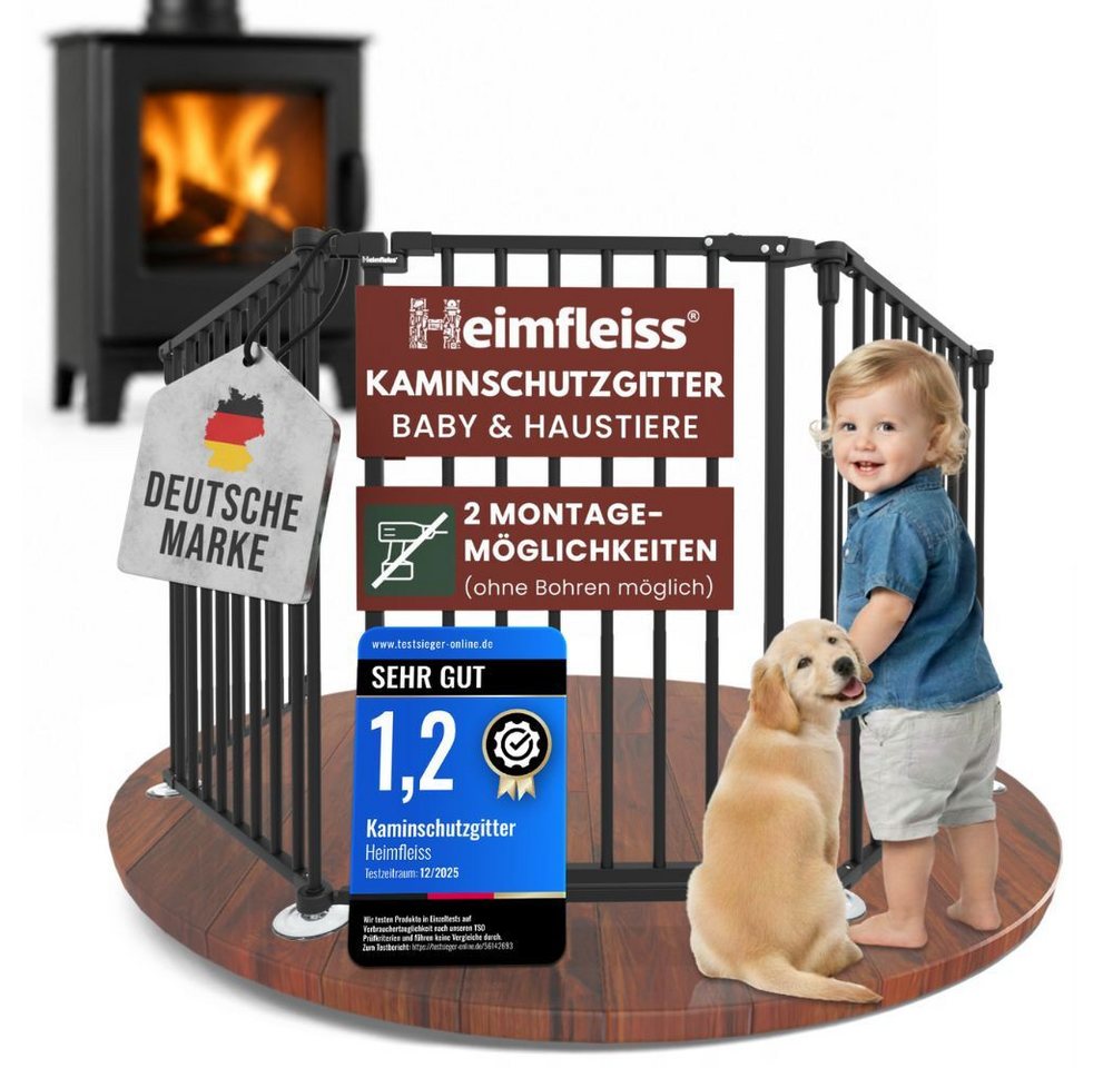 Heimfleiss® Ofenschutzgitter Kaminschutzgitter Baby Ofenschutzgitter Kinderschutz, Schwarz: 5-teiliges Kamingitter aus hitzebeständigem Stahl