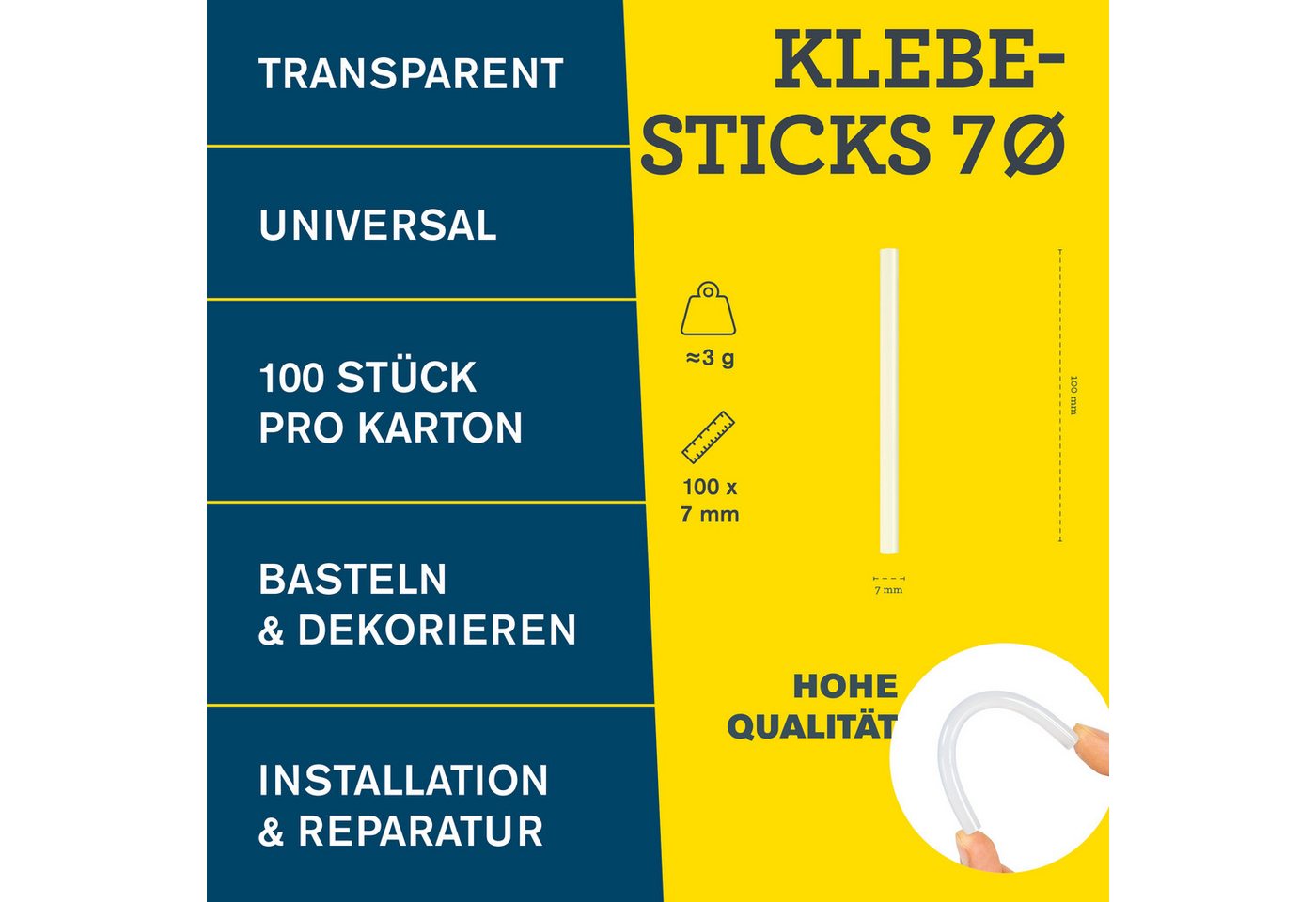 Rapid Heißklebestift Klebesticks Ø7mm Transparent 100 Stück Universal Klebepatronen 5001736, (100 St) Bild 5