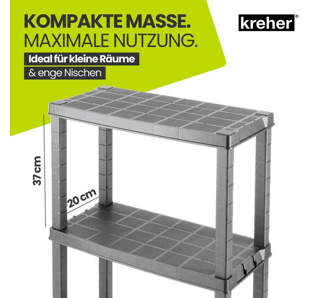 Kreher Standregal Kunststoffregal 'Neo' 12" mit 4 Böden in Grau (Set wählbar), 2-tlg. Bild 2