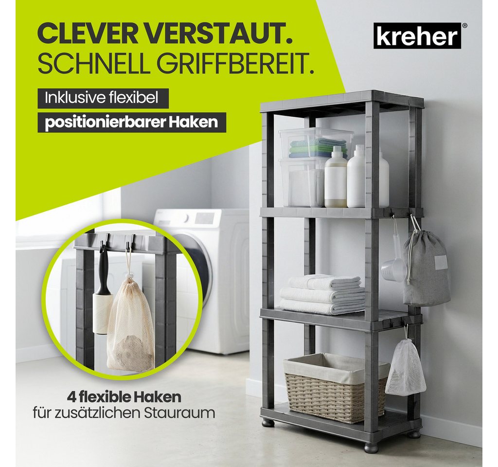 Kreher Standregal Kunststoffregal 'Neo' 12" mit 4 Böden in Grau (Set wählbar), 2-tlg. Bild 4