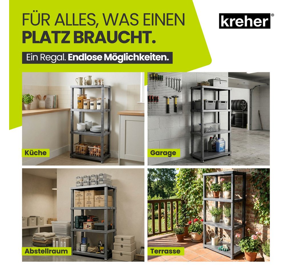 Kreher Standregal Kunststoffregal 'Neo' 12" mit 4 Böden in Grau (Set wählbar), 2-tlg. Bild 5
