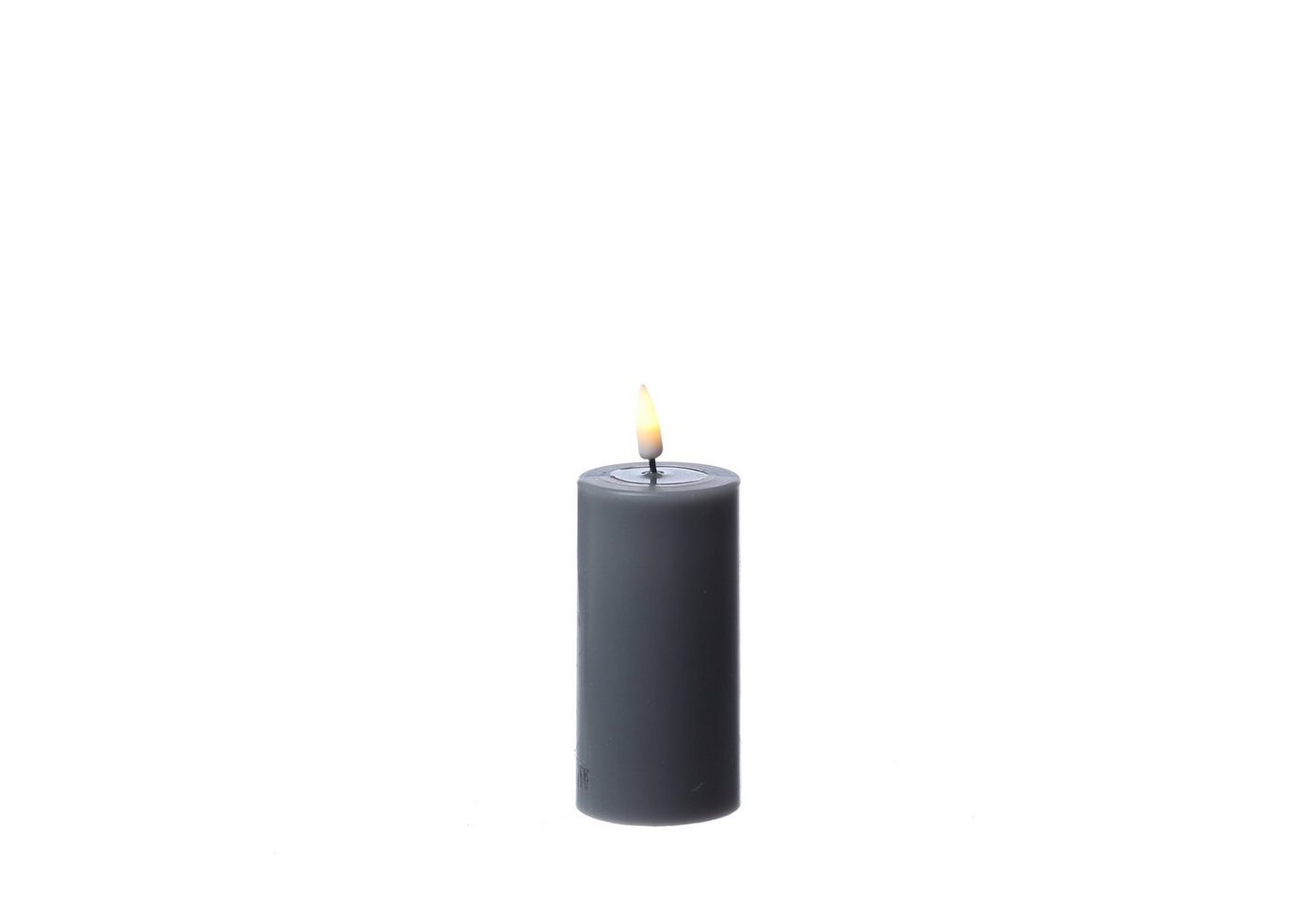 Deluxe Homeart LED-Kerze Mia Echtwachs Deluxe Wachsspiegel flackernd H: 10cm D: 5cm grau, LED Classic, warmweiß (2100K bis 3000K)