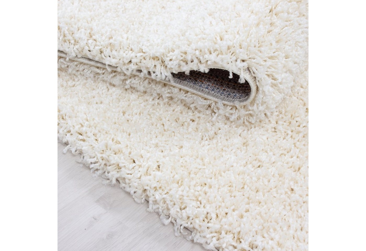 Teppium Teppich Unicolor - Einfarbig, Rechteckig, Höhe: 30 mm, Schlafzimmer Teppich Bettumrandung Läufer Set 3 teilig Creme