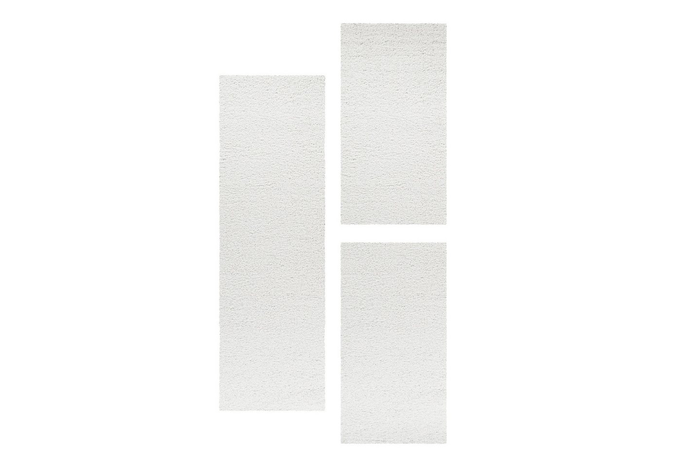 Teppium Teppich Unicolor - Einfarbig, Rechteckig, Höhe: 30 mm, Schlafzimmer Teppich Bettumrandung Läufer Set 3 teilig Creme Bild 4