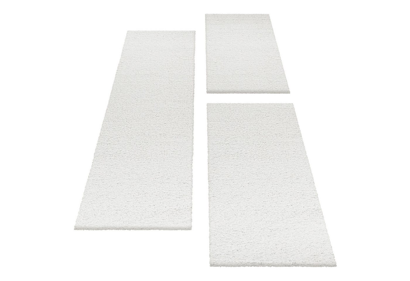 Teppium Teppich Unicolor - Einfarbig, Rechteckig, Höhe: 30 mm, Schlafzimmer Teppich Bettumrandung Läufer Set 3 teilig Creme Bild 5
