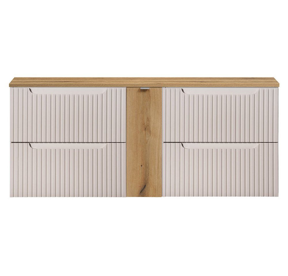 Lomadox Waschbeckenschrank NEWPORT-56-CASHMERE Waschtischunterschrank 140cm, kaschmir & Eiche Bild 3