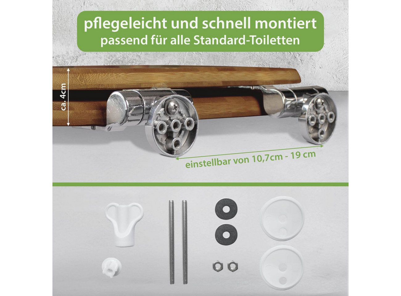 banjado WC-Sitz aus Bambus mit Absenkautomatik Motiv Alte Tapeten (umweltfreundliches Material, integrierte Absenkautomatik), 45,8 x 37,5 x 5 cm Bild 2