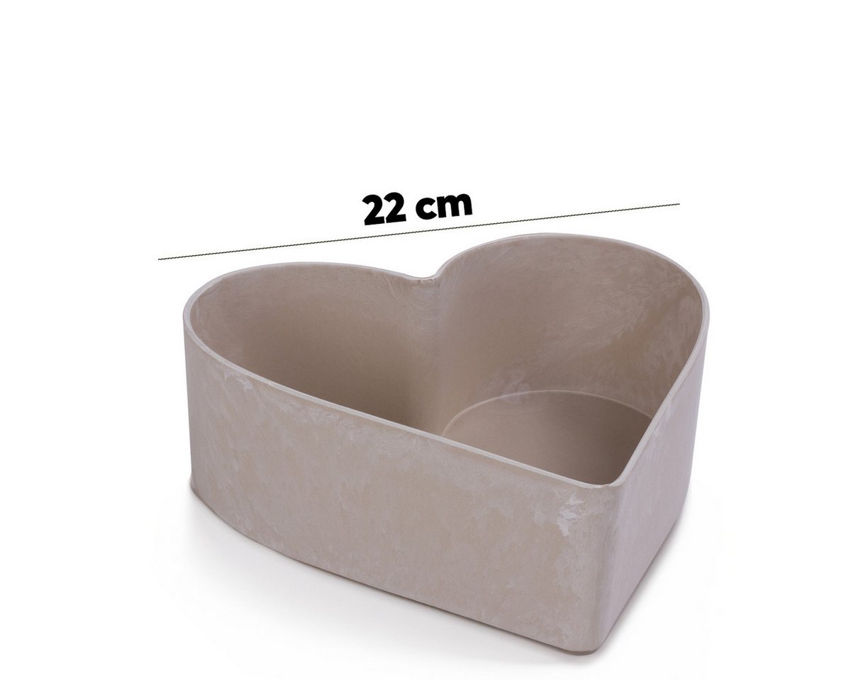 matches21 HOME & HOBBY Blumentopf Herz Pflanzschale für draussen Dekoschale sand beige 22 cm (1 St), Blumen-Schale als wetterfeste Friedhof-Schale Grab-Schmuck Grabschale Bild 2