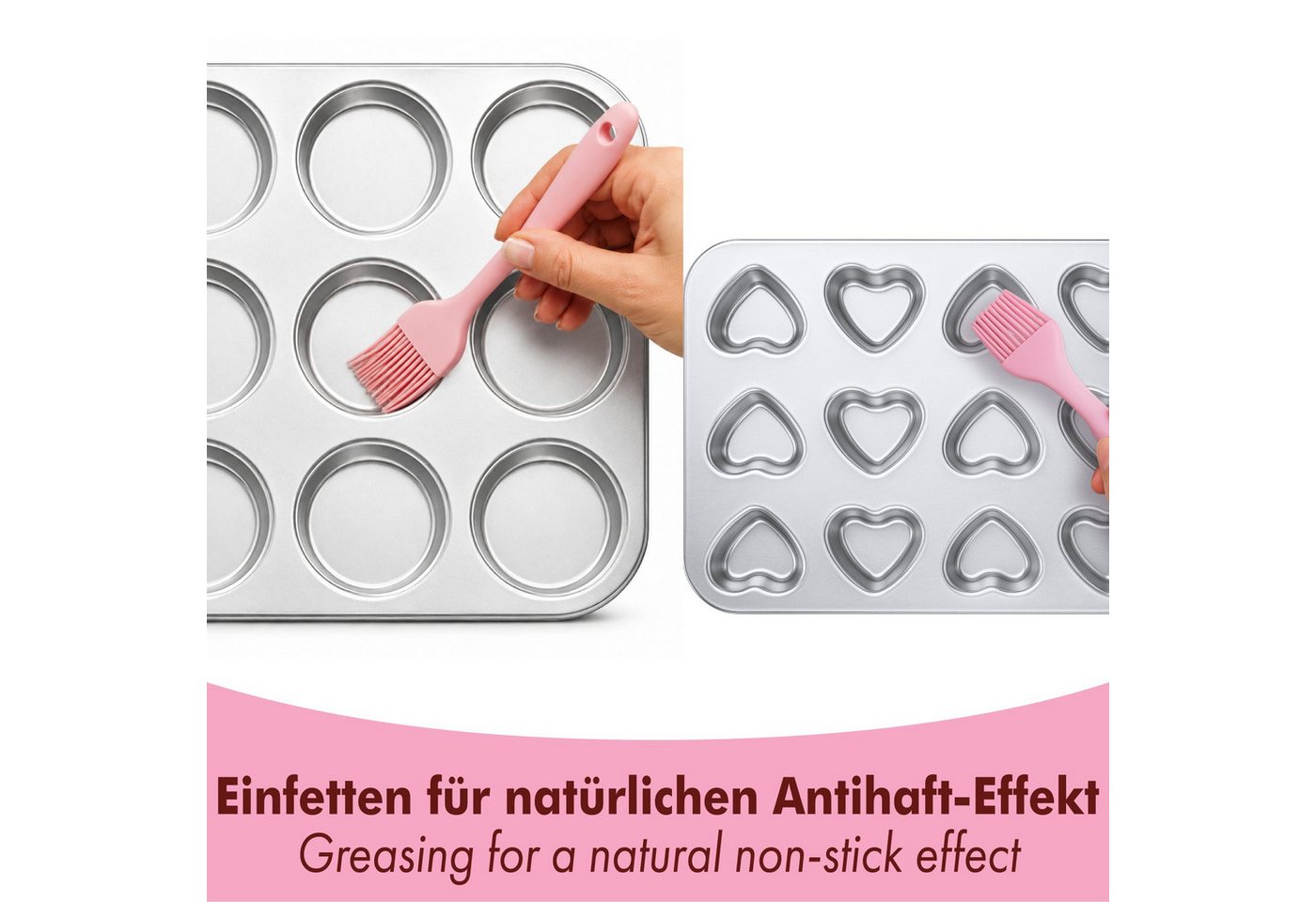 immer Muffinform Edelstahl Backform-Set Muffinblech 12 Whoopie-Pies & Herz-Mini-Muffins, (Muffinblech-Set 2-tlg)