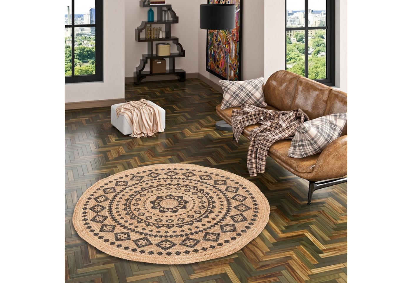 Pergamon Sisalteppich Handgefertigt Jute Teppich Nele Ethno Rund, Rund, Höhe: 4 mm Bild 2
