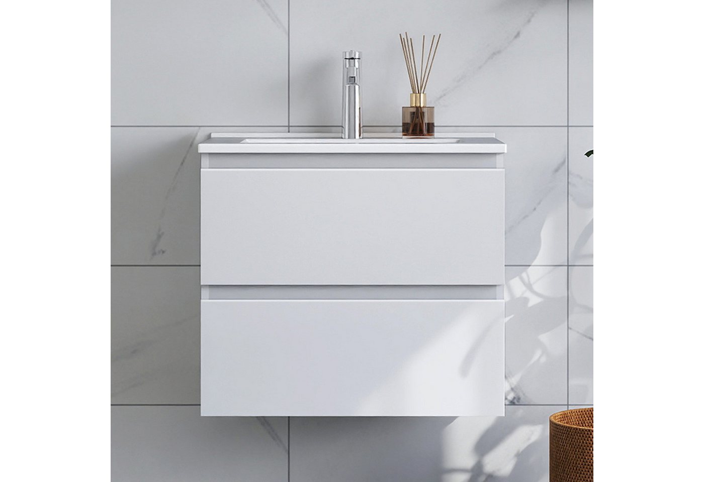 duschspa Waschtisch Waschbecken mit Unterschrank Badschrank Waschplatz Badmöbel Set, Matt, 50/60/80/100/120cm