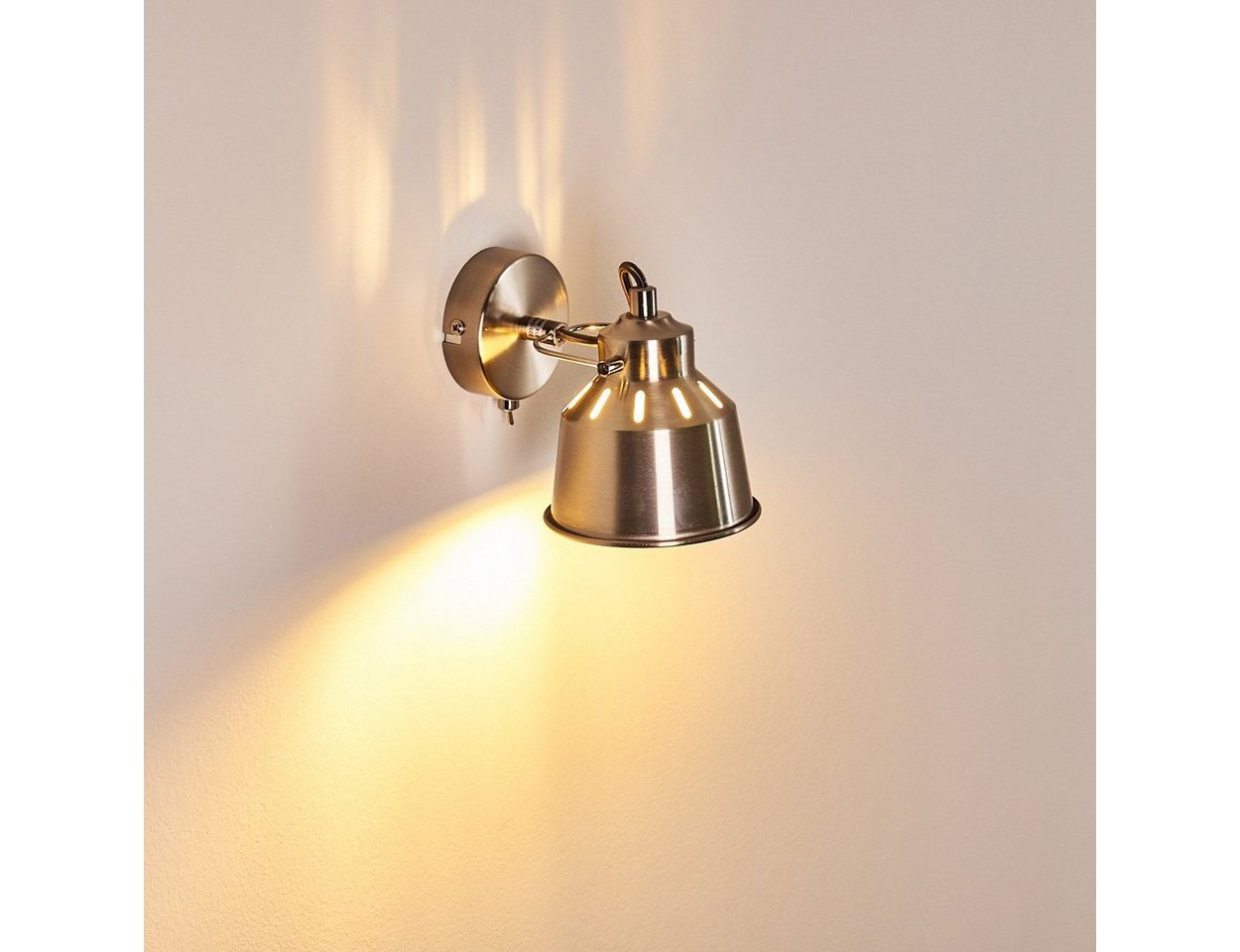 hofstein Wandleuchte »Rimini« verstellbare Wandlampe aus Metall in Stahl gebürstet/Weiß, ohne Leuchtmittel, 1xE14, Wandspot im Retro/Vintage Design Bild 4