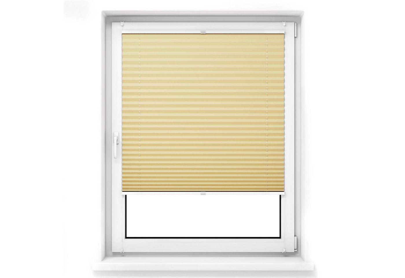 jalousiescout Plissee Pure Premium 40x100cm Beige Klemmfix ohne Bohren, halbtransparent, ohne Bohren, verspannt, Klemmfix, Polyester-Stoff, blickdicht und lichtdurchlässig