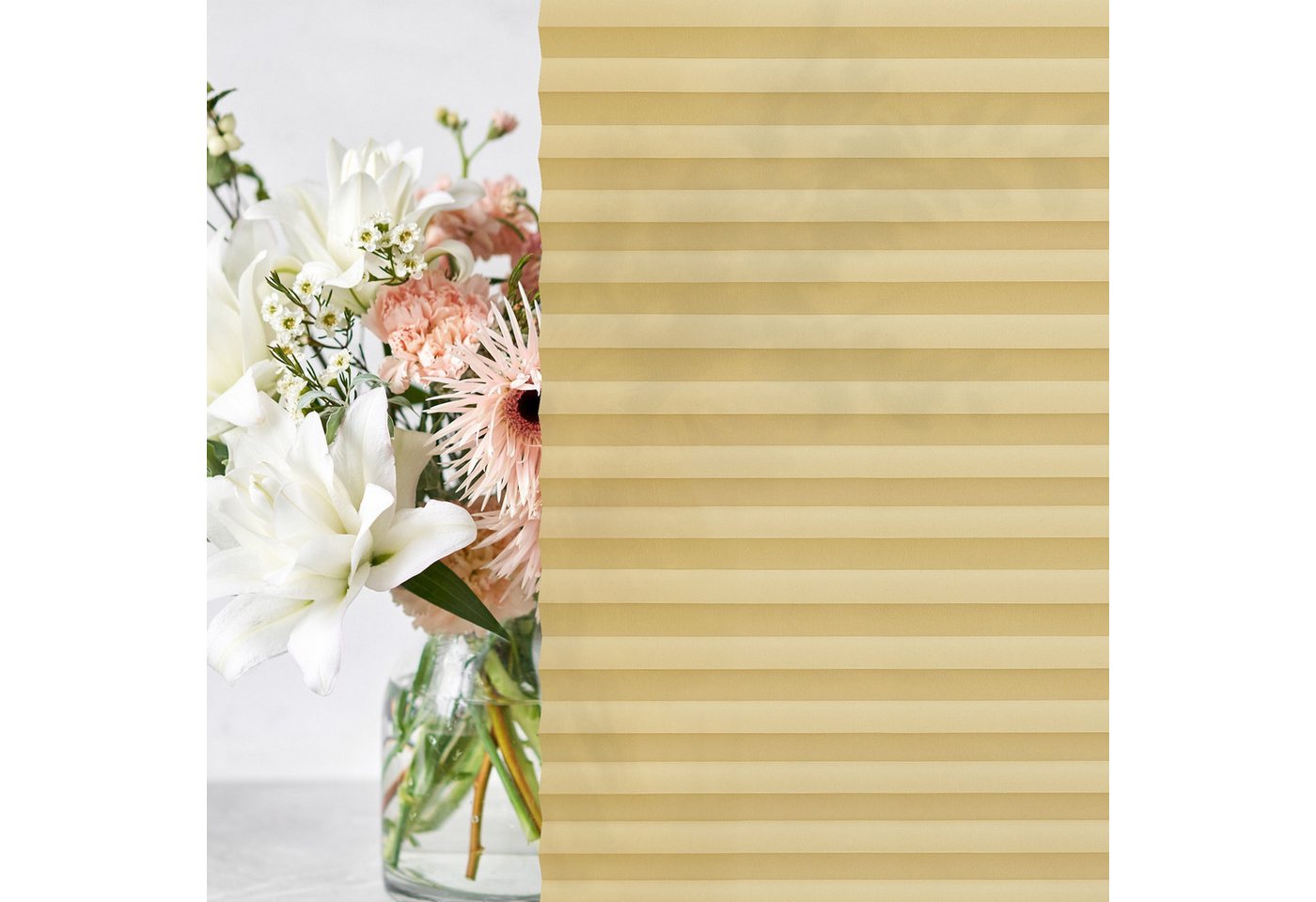 jalousiescout Plissee Pure Premium 40x100cm Beige Klemmfix ohne Bohren, halbtransparent, ohne Bohren, verspannt, Klemmfix, Polyester-Stoff, blickdicht und lichtdurchlässig Bild 3