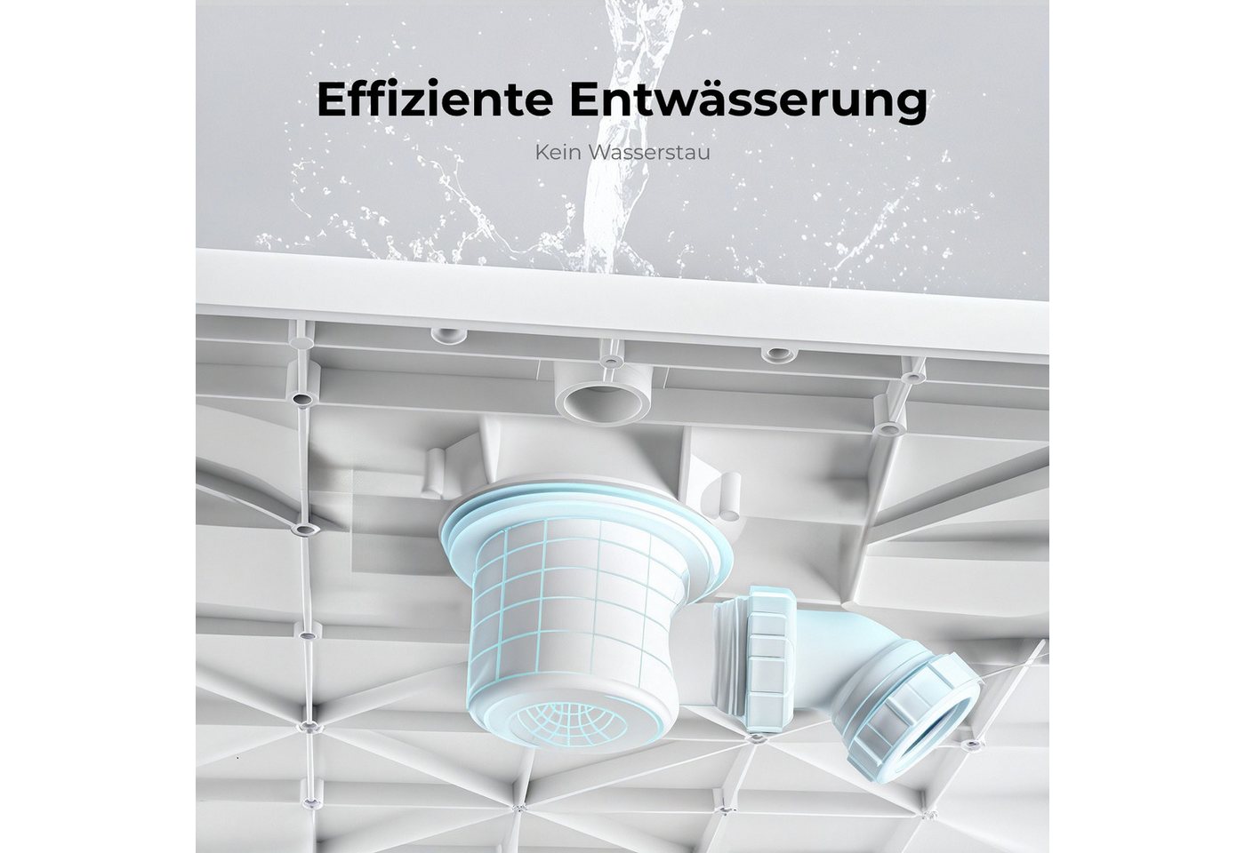 MEYKOERS Ablaufgarnitur für Duschwannen Ø 90 mm mit Siphon und Haarsieb Mit Geruchsverschluss, Edelstahl-Abdeckhaube und Ø 40 mm Anschluss