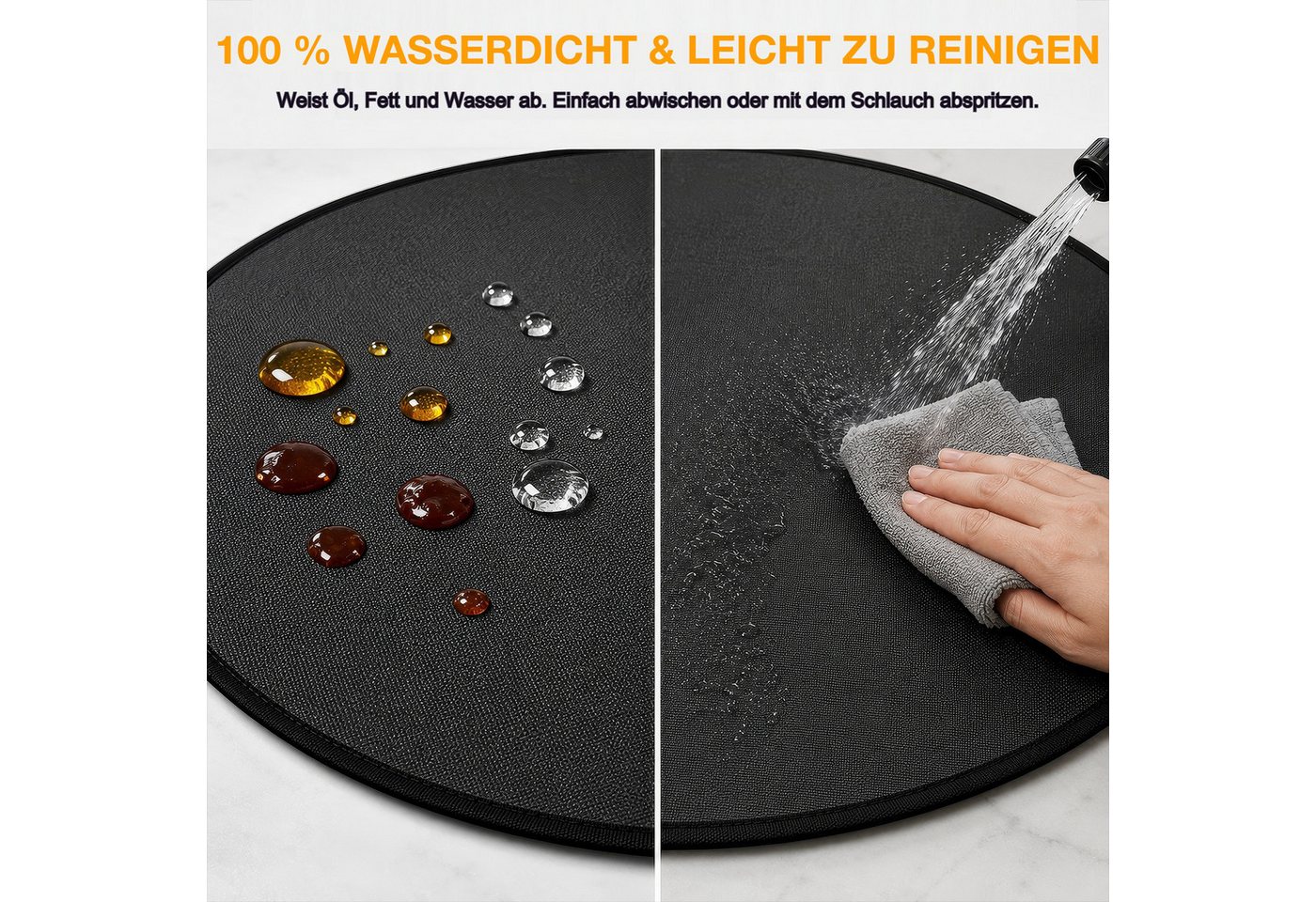 BlingBin Bodenschutzmatte Feuerfeste Unterlage Rund 120cm/48Zoll, Feuerschutzmatte Feuerschale, 1er Set, 1-St., Produktgröße: 120 x 120 cm, Material: Feuerfestes Glasfasergewebe, Grillmatte Bodenschutz Brandschutzmatte für Terrasse, Rasen, Camping Bild 3