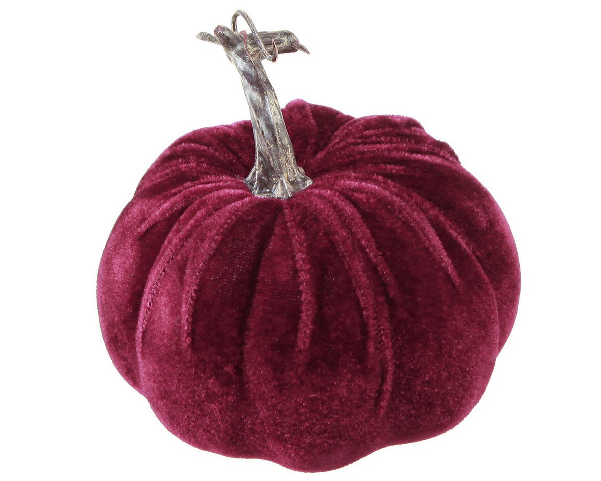 Florists Products Streudeko Deko Kürbisse Beflockt in Burgund Rosa Ø13cm x H11,5cm 3er Set, 3 Stü