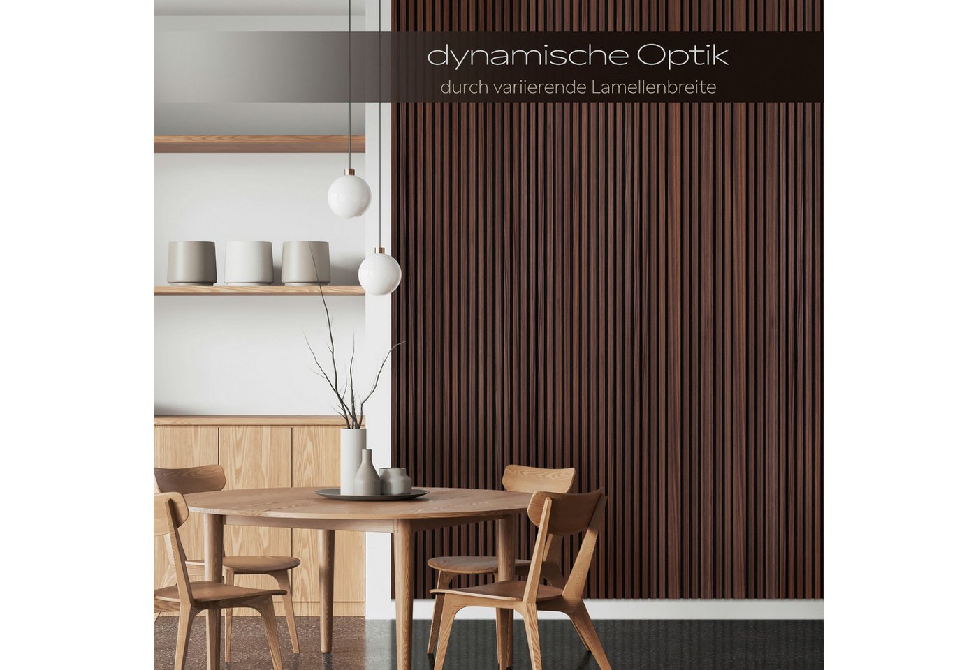 Hexim Wandpaneel, BxL: 60x278 cm, (Akustikpaneele 278x60cm Holz Mila - flexible Holzpaneele Platten Wanddeko Wand Kombipaneel Wandverkleidung Schalldämmung Akustikfilz braun 1.67m² Catania Oak) Bild 4
