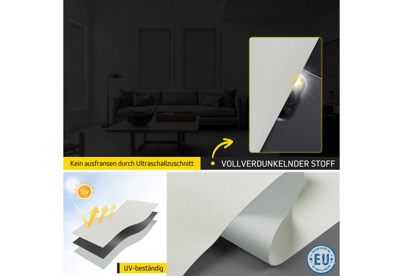 Verdunklungsrollo Vollverdunkelnd, 30 x 130 cm, grau [Stoffbreite 26,6 cm], jalousiescout, verdunkelnd, ohne Bohren, freihängend, Klemmfix, mit Kindersicherung, für Fenster und Türen, Sonnenschutz Sichtschutz