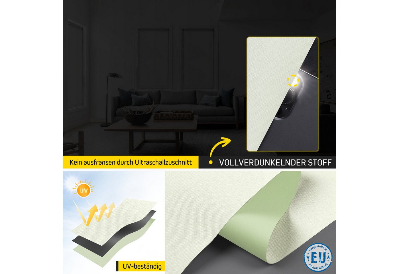Verdunklungsrollo Vollverdunkelnd, 30 x 130 cm, creme [Stoffbreite 26,6 cm], jalousiescout, verdunkelnd, ohne Bohren, freihängend, Klemmfix, mit Kindersicherung, für Fenster und Türen, Sonnenschutz Sichtschutz