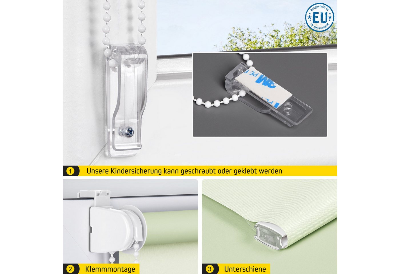 Verdunklungsrollo Vollverdunkelnd, 30 x 130 cm, creme [Stoffbreite 26,6 cm], jalousiescout, verdunkelnd, ohne Bohren, freihängend, Klemmfix, mit Kindersicherung, für Fenster und Türen, Sonnenschutz Sichtschutz Bild 2