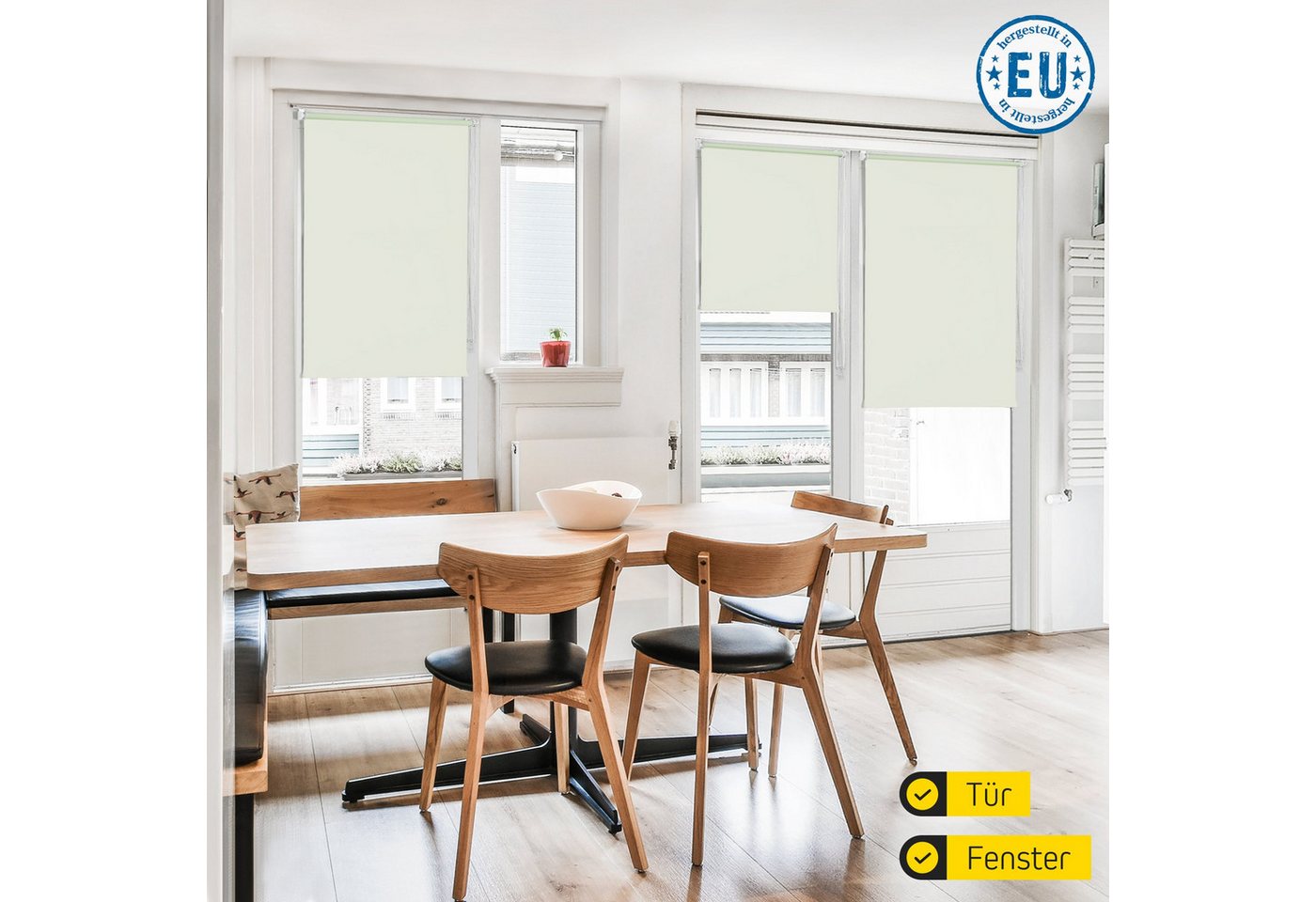 Verdunklungsrollo Vollverdunkelnd, 30 x 130 cm, creme [Stoffbreite 26,6 cm], jalousiescout, verdunkelnd, ohne Bohren, freihängend, Klemmfix, mit Kindersicherung, für Fenster und Türen, Sonnenschutz Sichtschutz Bild 4