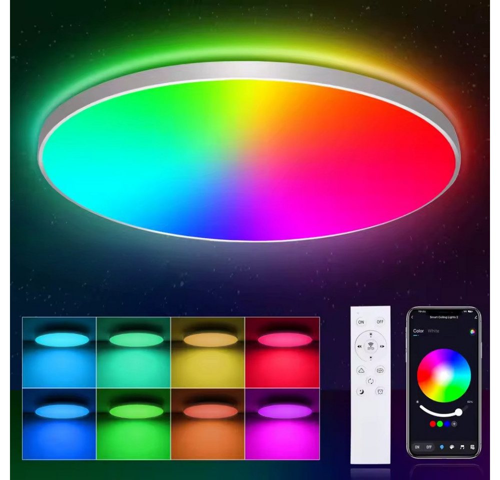 Athlix Deckenleuchte CE1133 Intelligente RGB-LED-Deckenleuchte, LED fest integriert, 16 Millionen RGB-Farben, Musik-Synchronisationsmodus Bild 3