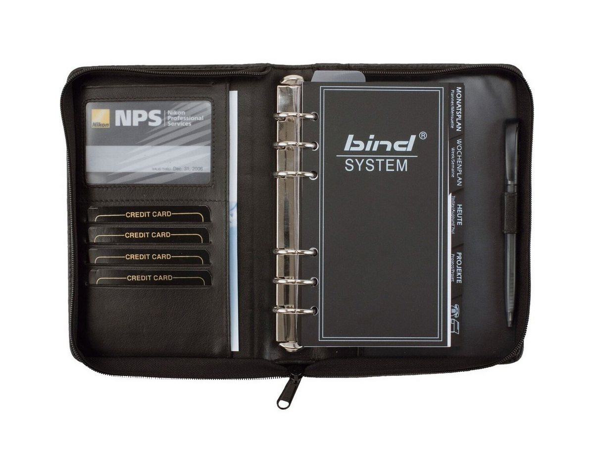 BIND Terminplaner Systemplaner Manager A6 Nappaleder 1 Woche/2 Seiten schwarz 2026
