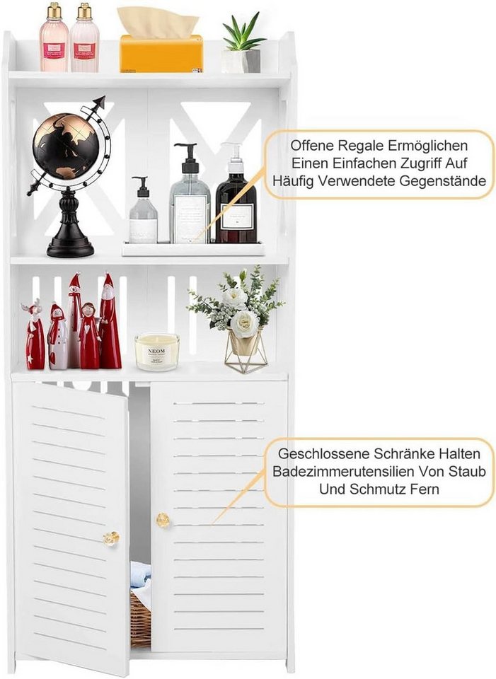 Youyijia Badezimmerspiegelschrank Wasserdichter Badschrank mit offenen Fächern 3 Ebenen Weiß Bild 2