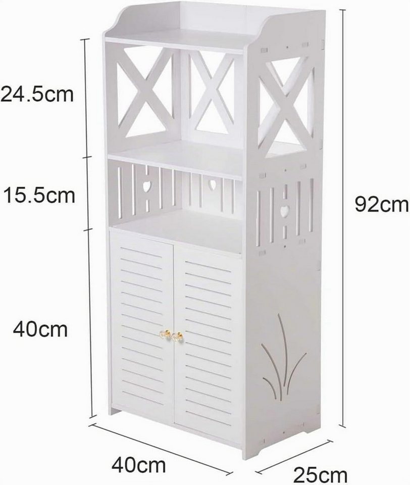 Youyijia Badezimmerspiegelschrank Wasserdichter Badschrank mit offenen Fächern 3 Ebenen Weiß Bild 3