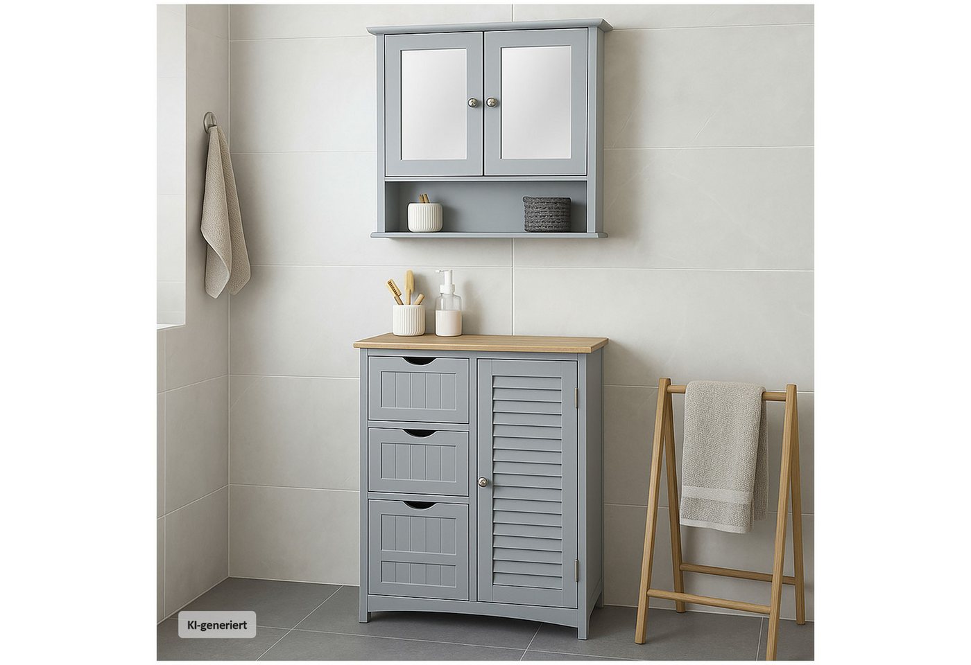 HTI-Living Spiegelschrank Badezimmerschrank mit Spiegel Türen (Stück, 1 Spiegelschrank) Spiegel Wandspiegel Badspiegel Badschrank Bild 2