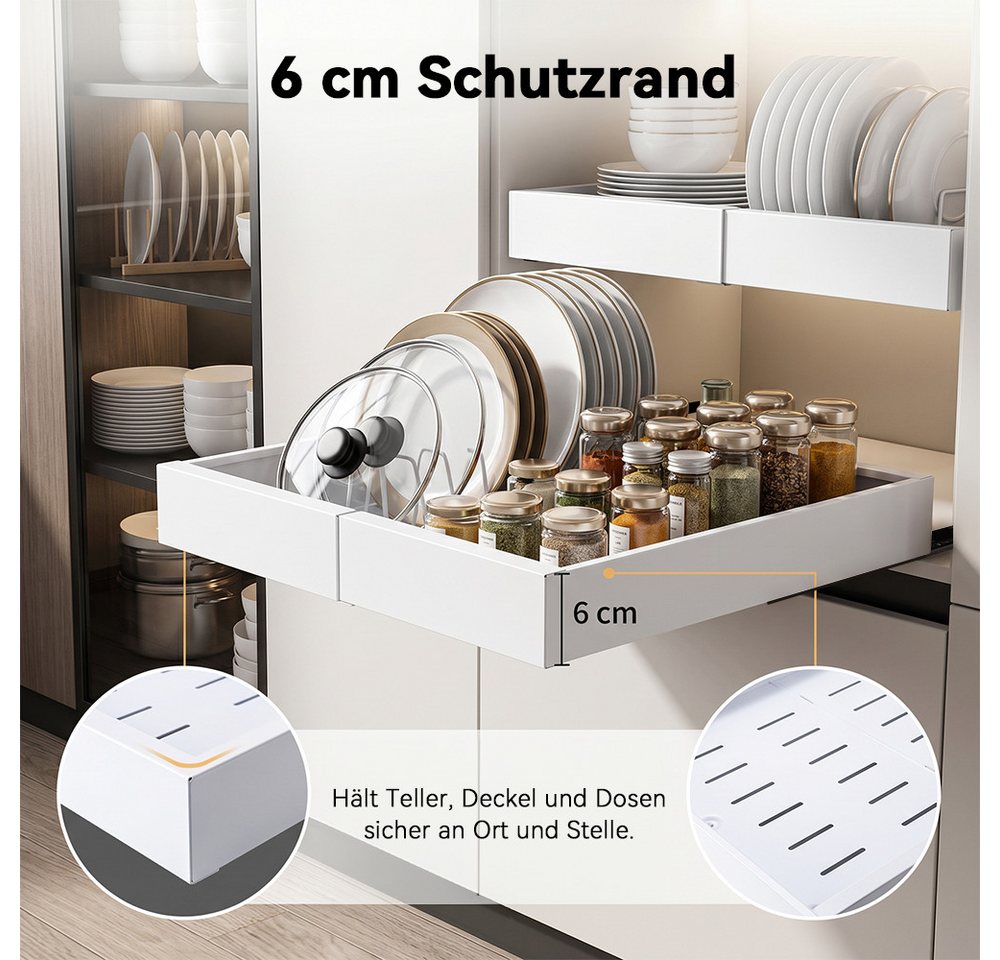 VIVREAL Küchenorganizer-Set Ausziehbares Küchenregal 32–52 / 42–68 cm, ohne Bohren, Carbonstahl, (1-tlg), Flexibel ausziehbares Design