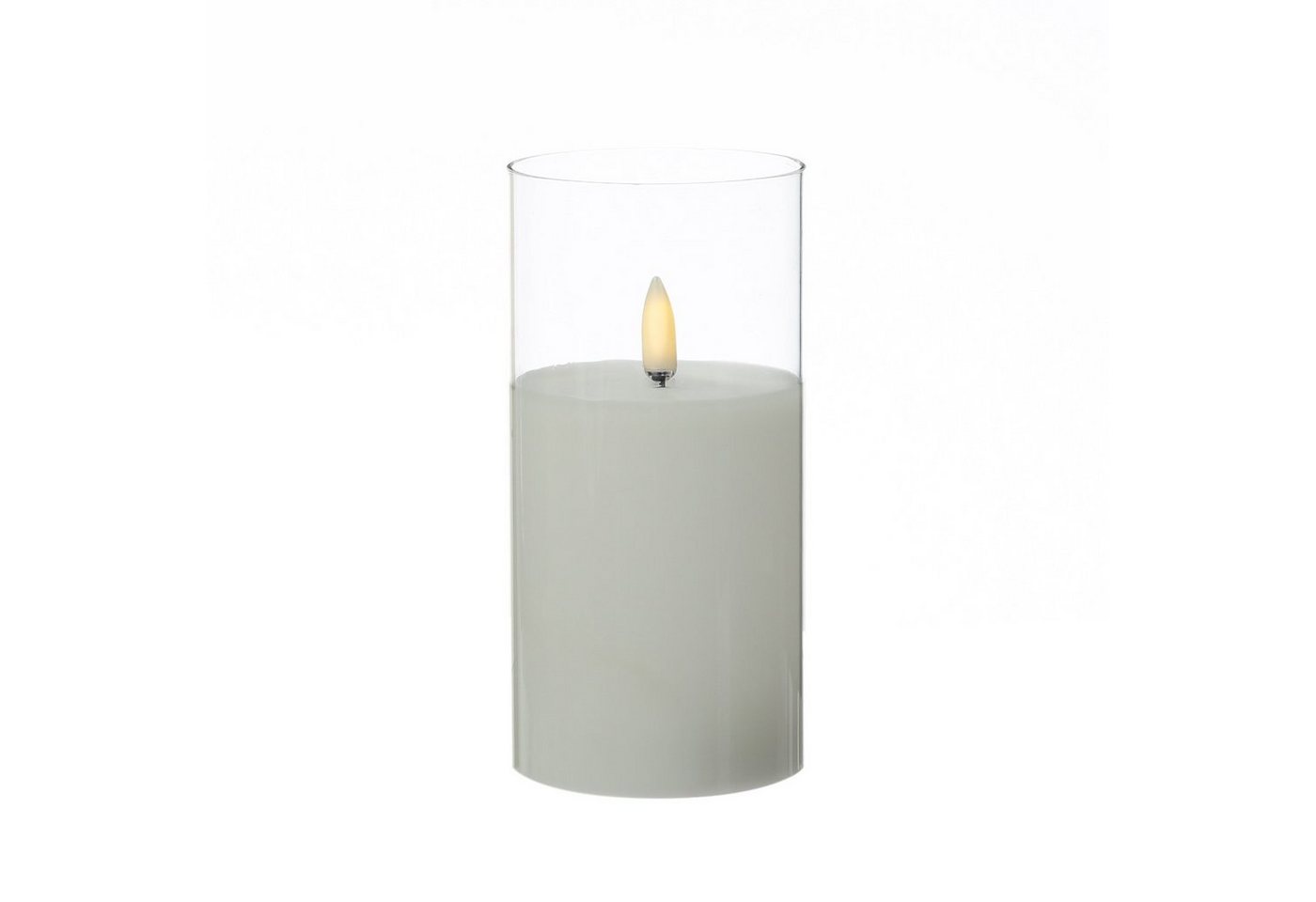MARELIDA LED-Kerze LED Kerze im Glas Windlicht Echtwachs Timer H: 15cm D: 7,5cm weiß, LED Classic, warmweiß (2100K bis 3000K) Bild 3