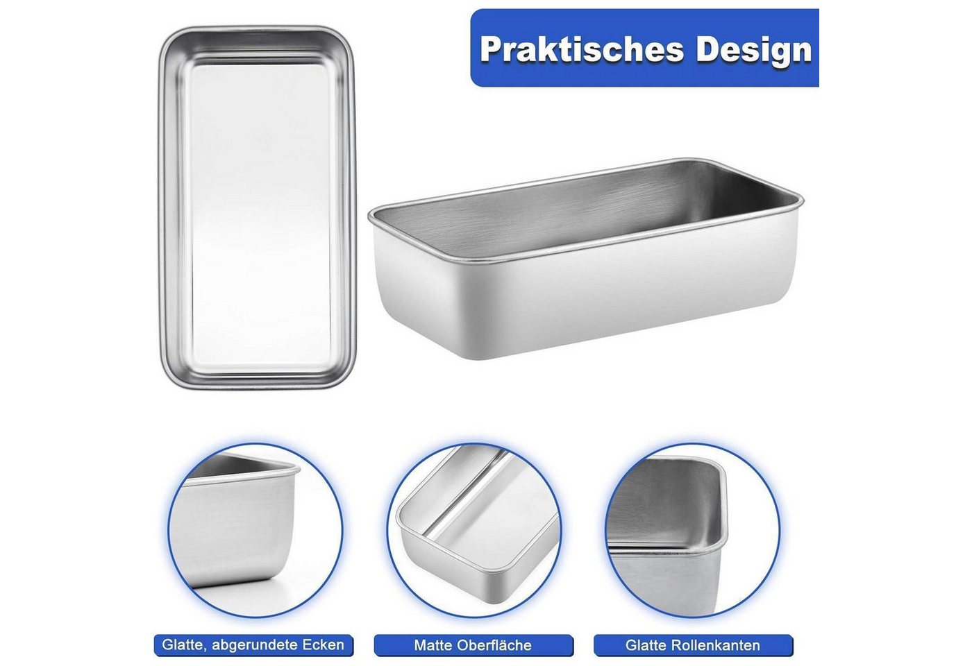 LuxusKollektion Kastenform Brotbackform Edelstahl 23,5x12,6x6cm Brot Kuchen Toast 1 Stück