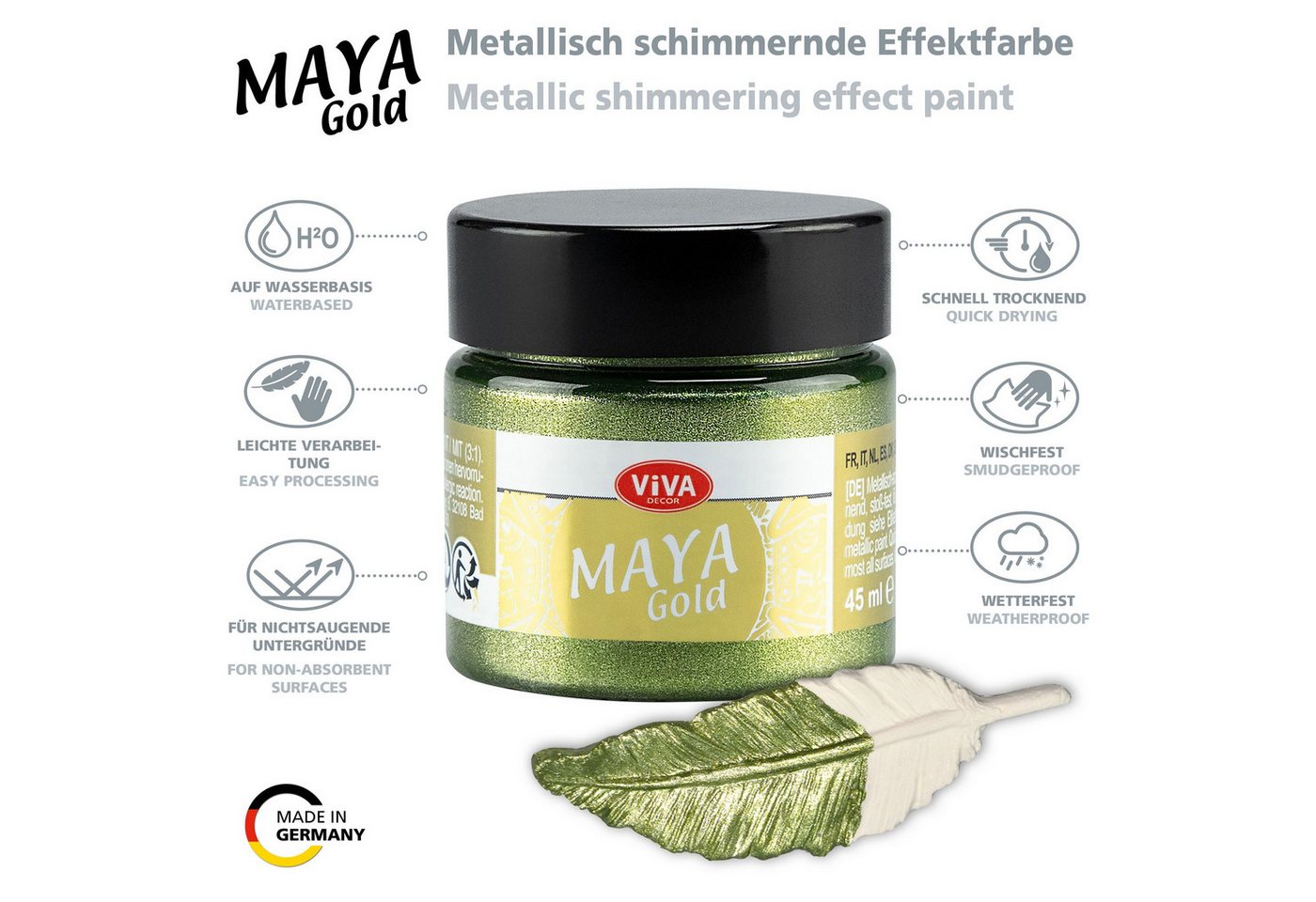 Viva Decor Acrylfarbe ViVA DECOR Maya Gold 45ml - Avocado Bild 3
