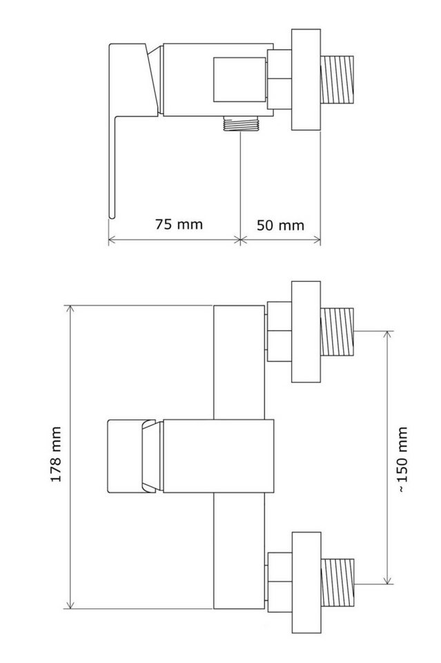 Lavre Duscharmatur Caro Brausearmatur Einhebelmischer Duschbrause im kubischen Design, schwarz Bild 3
