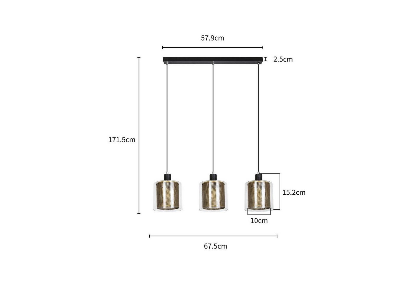 Nettlife Pendelleuchte 3 flammig Glass E14 Retro Hängelampe Esstisch esszimmer Beleuchtung, ohne Leuchtmittel, für Esstisch Wohnzimmer höhenverstellbar warmes Lich Bild 2