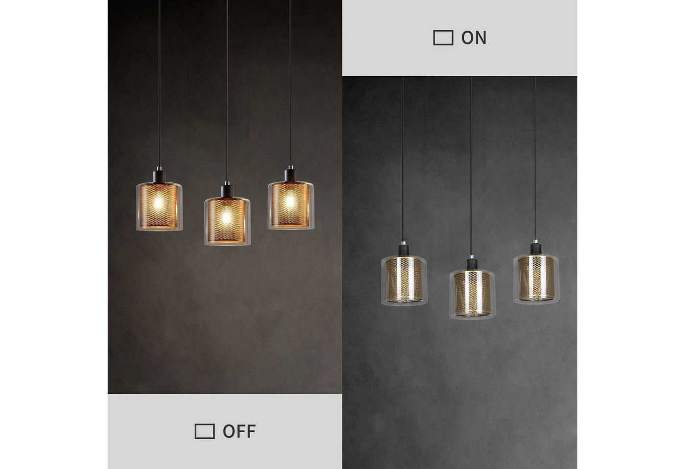 Nettlife Pendelleuchte 3 flammig Glass E14 Retro Hängelampe Esstisch esszimmer Beleuchtung, ohne Leuchtmittel, für Esstisch Wohnzimmer höhenverstellbar warmes Lich Bild 5