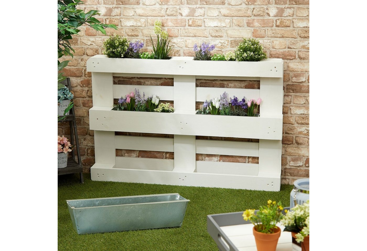 CEPEWA Pflanzkübel Pflanzkasten 6er Set aus Zink für Europaletten Paletten 38x13x9