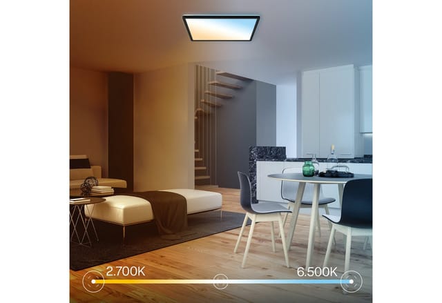 B.K.Licht LED Panel Fernbedienung 42x42cm Eckig 22W 3000lm 2700K-6500K Warmweiß bis Tageslichtweiß Dimmbar Schwarz - Deckenlampe Badezimmer Küche