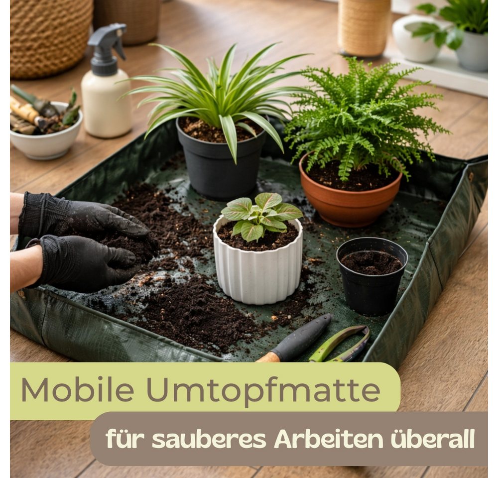 GarPet Pflanztisch 2er Set Pflanzen Umtopfmatte Wasserdicht Pflanzunterlage Faltbar 70x70 Bild 5