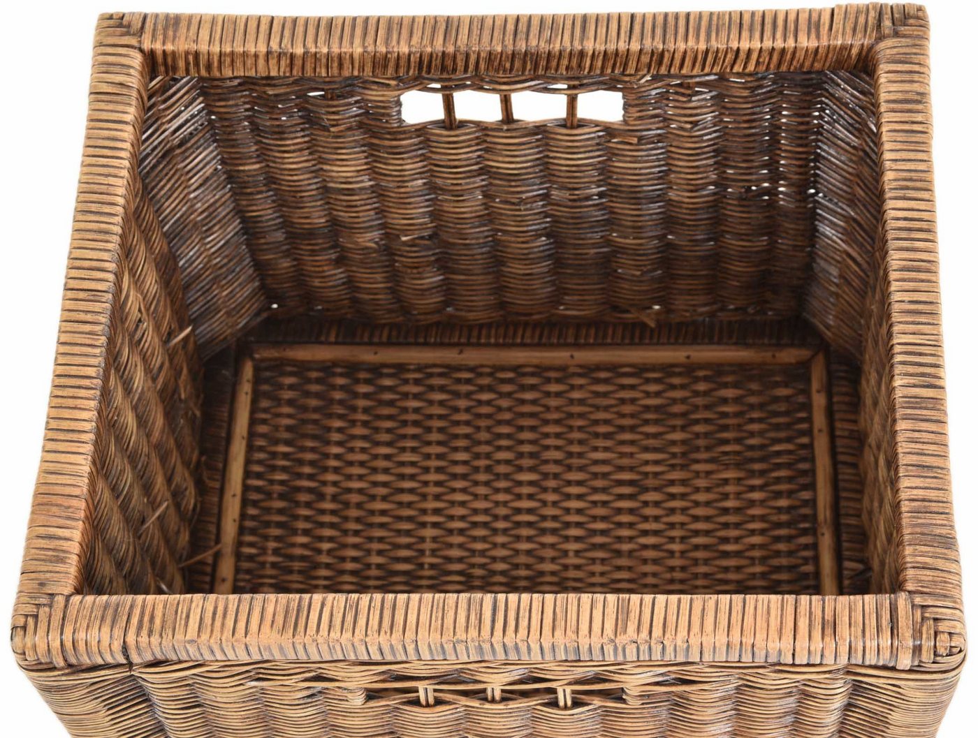 Krines Home Regalkorb Set/2 Stabiler Regalkorb mit Holzrahmen Schubfach aus echtem Rattan (Set, 2 St., 2 Stück), Schübe Box zur Aufbewahrung Regalkorb Schrankkorb Griff (Set 42x32x32)