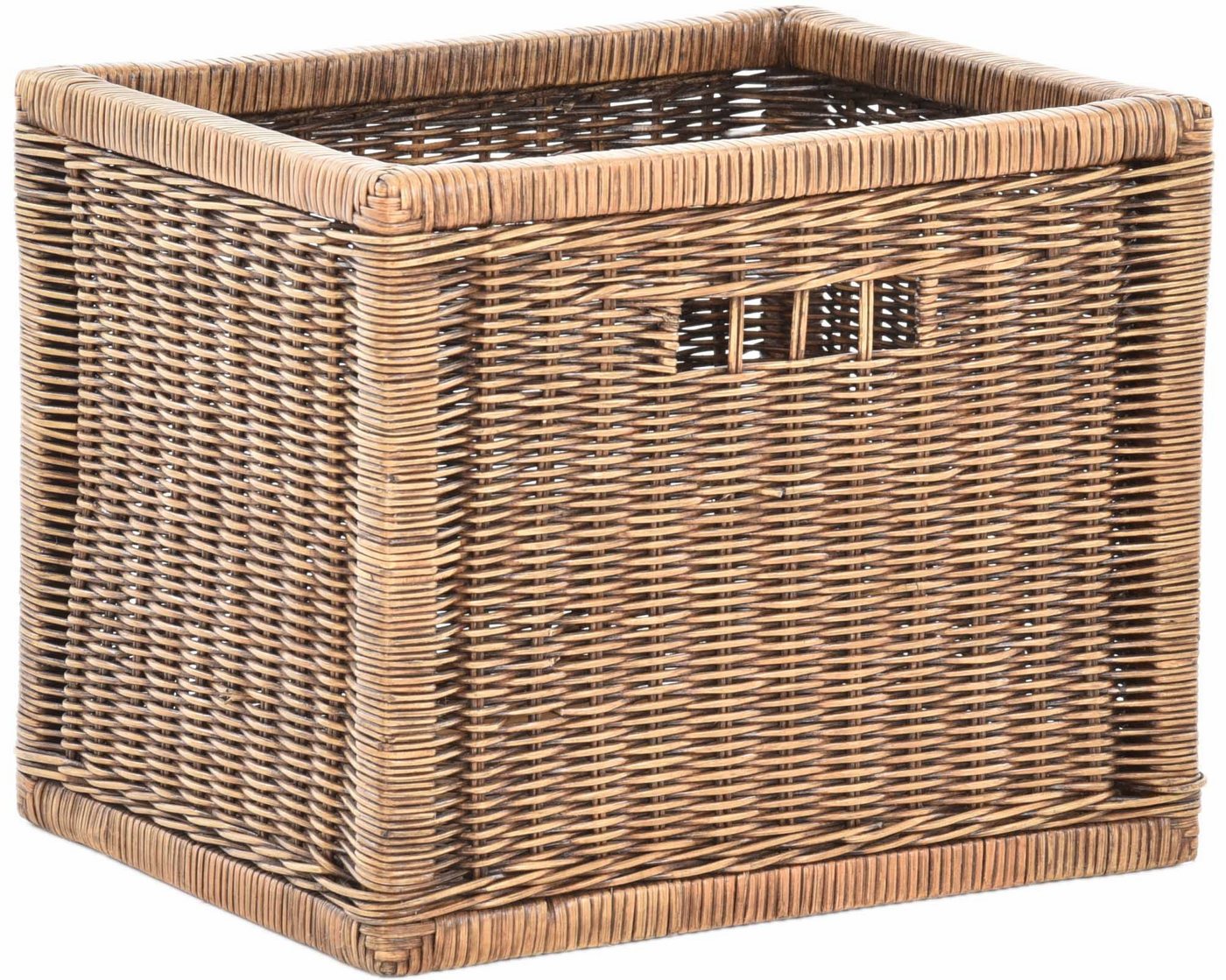 Krines Home Regalkorb Set/2 Stabiler Regalkorb mit Holzrahmen Schubfach aus echtem Rattan (Set, 2 St., 2 Stück), Schübe Box zur Aufbewahrung Regalkorb Schrankkorb Griff (Set 42x32x32) Bild 4