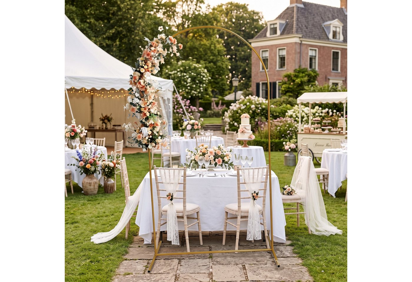 GARRYFIZH Rosenbogen Goldener Traubogen Metall 80x180 cm Deko Bogen für Hochzeit Party, Ballonbogen Gestell für Hochzeit, Geburtstag, Garten & Events Bild 5