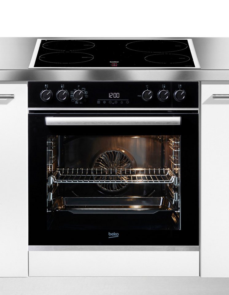 BEKO Induktions Herd-Set BBUM13340XMPEF, mit 2-fach-Teleskopauszug, Pyrolyse-Selbstreinigung, FlexiCrisp – Knusprige Perfektion ohne Verschieben des Blechs