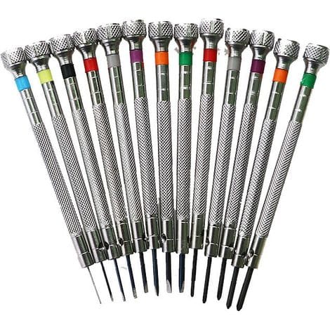 Präzisionsschraubendreher-set, Verschiedene Größen, Uhrmacherwerkzeug, Uhrenreparatur, Schlitzschraubendreher, Uhrmacherreparaturwerkzeuge, Irisfr (13-teilig)